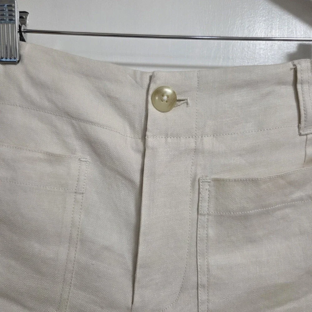 Maeve Anthropologie The Colette Cream Ivory Linen Blend Shorts Womens Size 26 - Picture 6 of 11